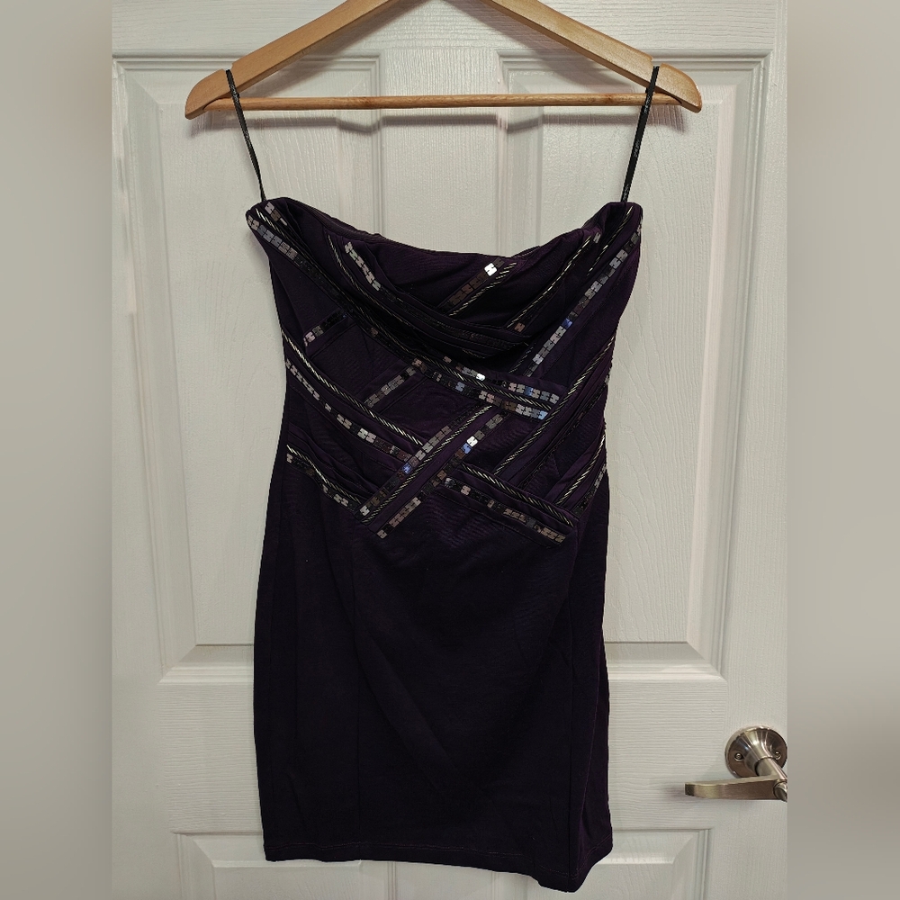 Nikibiki Strapless Dress in Deep Purple with Shimmer Accents